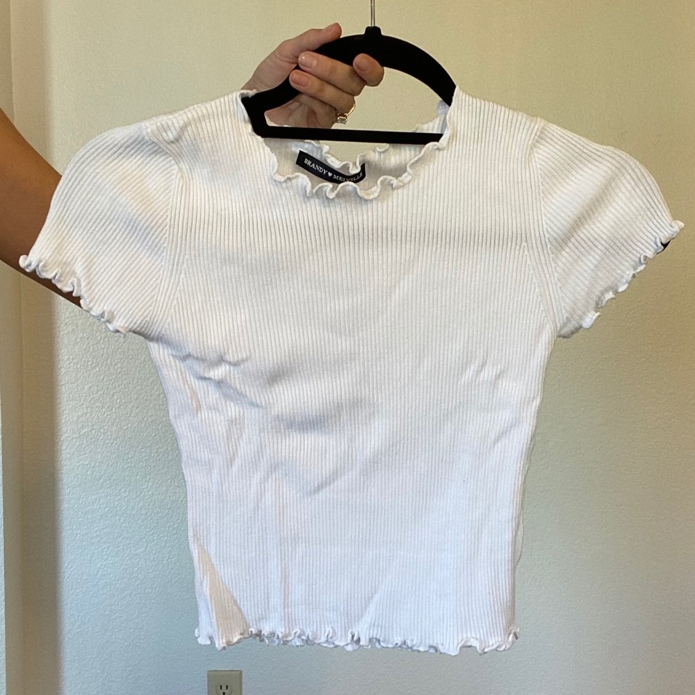 Brandy Melville white tee ribbed